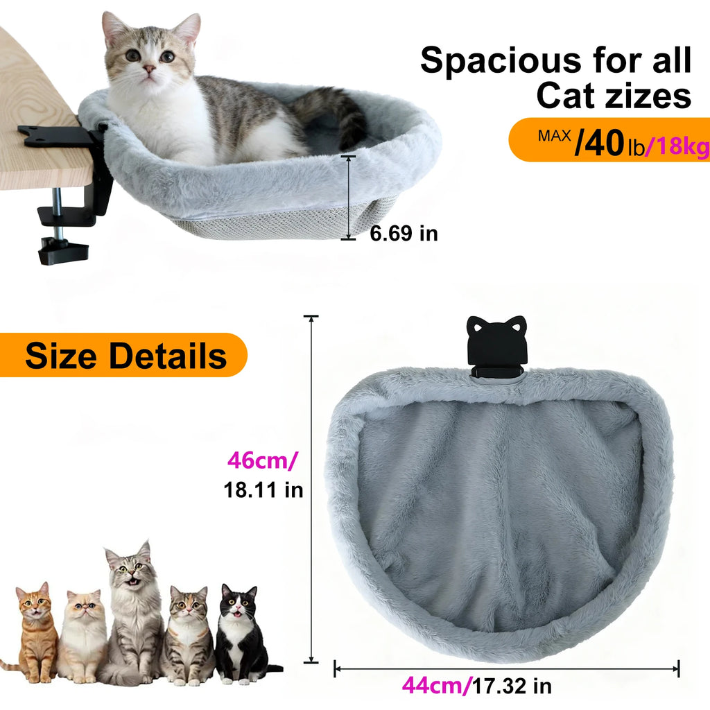 Cama de escritorio para gatos, diseño hundido plegable.